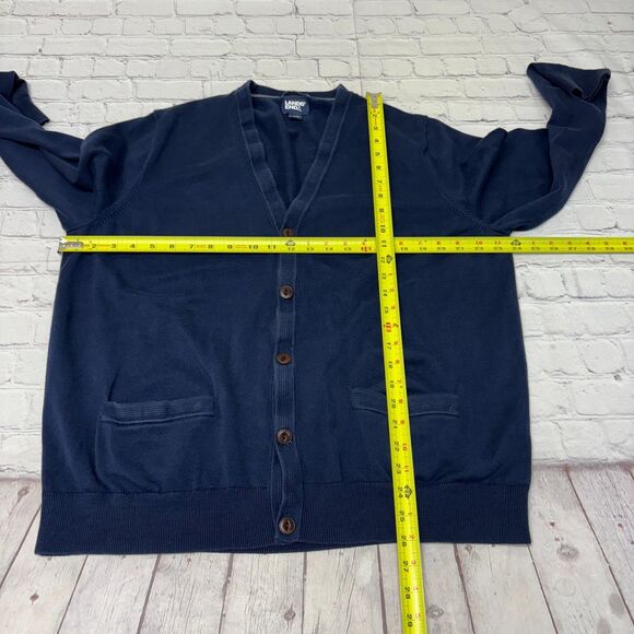 Lands' End Men Supima Cotton Cardigan Sweater Size XL X-Large Blue C052 -9 - Picture 2 of 14